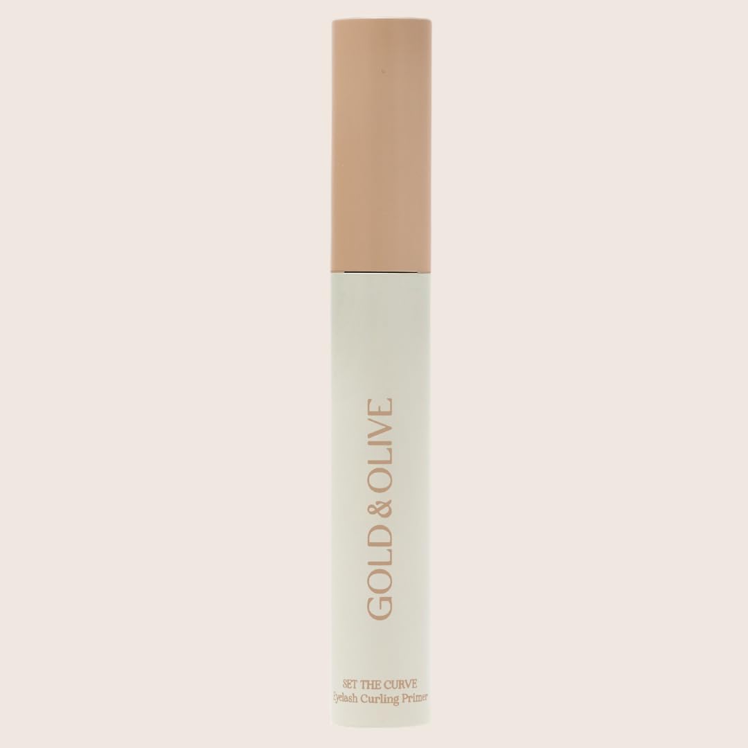 Gold & Olive Set the Curve Eyelash Primer for Straight Lashes – Curl-Locking Mascara Base, Double-Sided Precision Wand, Nourishing & Conditioning with Silk Protein, Cruelty-Free, Made in USA