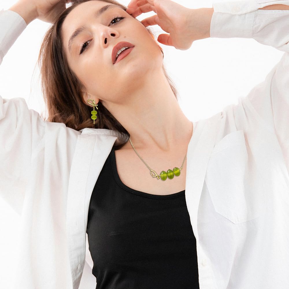 Green Olive Martini Pendant Necklace for Women | Olive Martini Cocktail Necklace for Women | Martini Jewelry Gift for Women