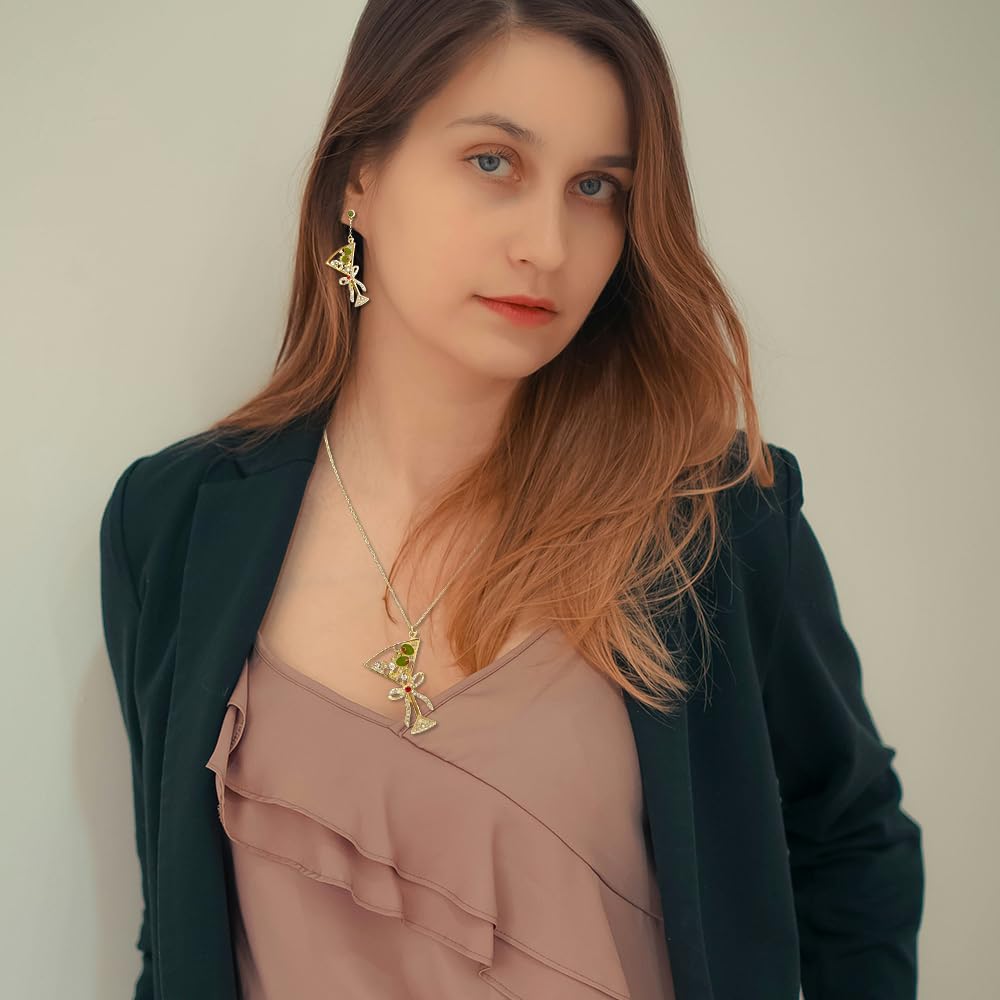 Green Olive Martini Pendant Necklace for Women | Olive Martini Cocktail Necklace for Women | Martini Jewelry Gift for Women