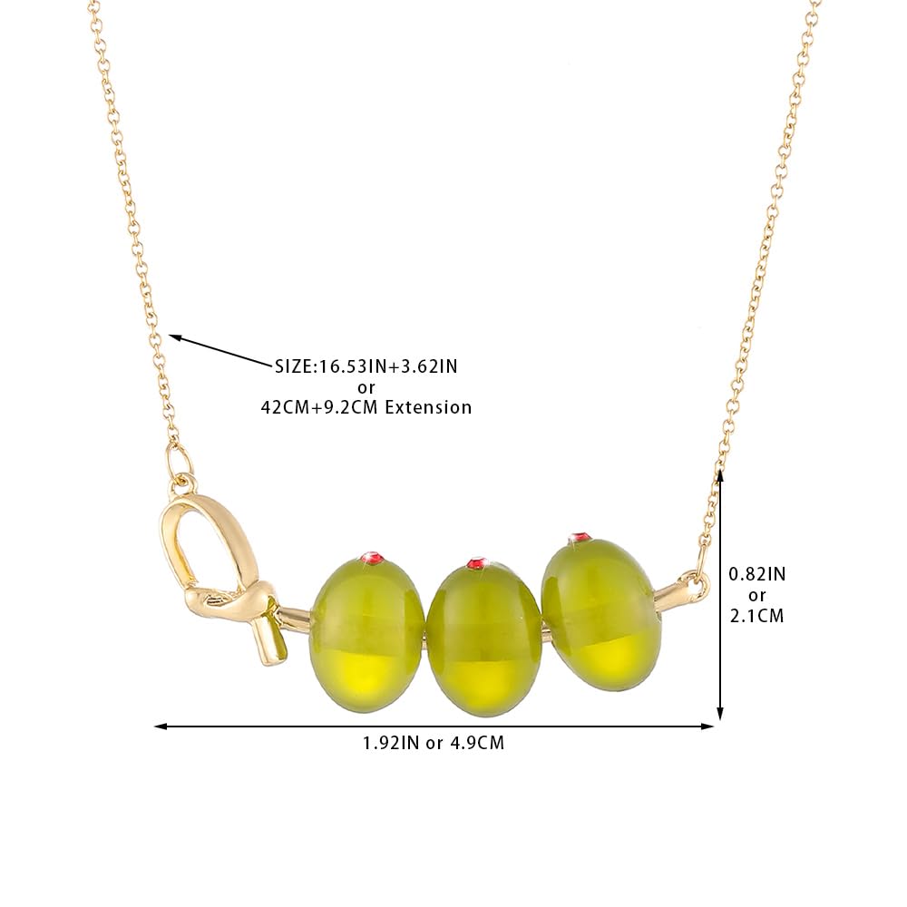 Green Olive Martini Pendant Necklace for Women | Olive Martini Cocktail Necklace for Women | Martini Jewelry Gift for Women