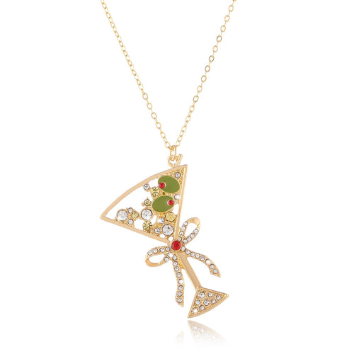 Green Olive Martini Pendant Necklace for Women | Olive Martini Cocktail Necklace for Women | Martini Jewelry Gift for Women