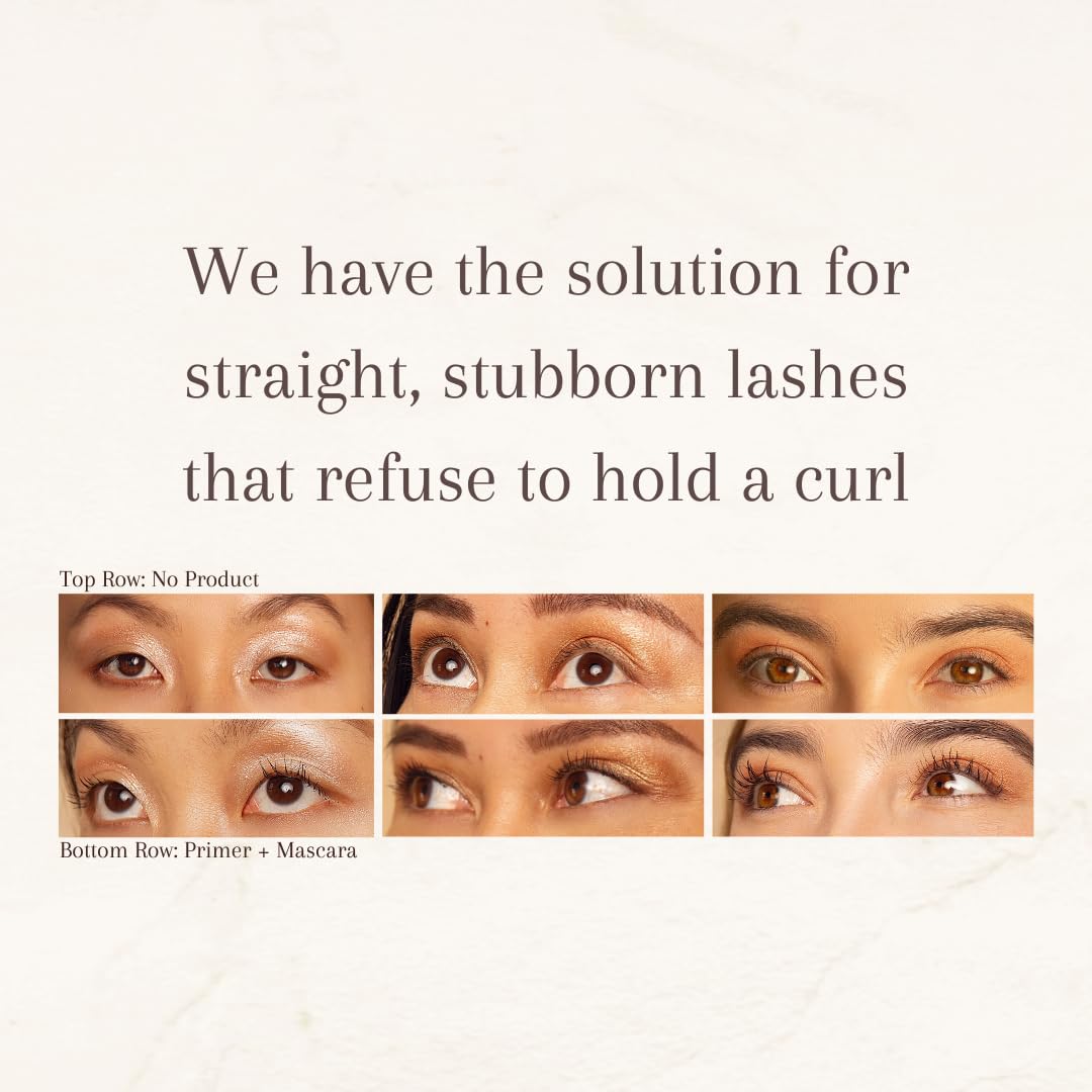 Gold & Olive Set the Curve Eyelash Primer for Straight Lashes – Curl-Locking Mascara Base, Double-Sided Precision Wand, Nourishing & Conditioning with Silk Protein, Cruelty-Free, Made in USA