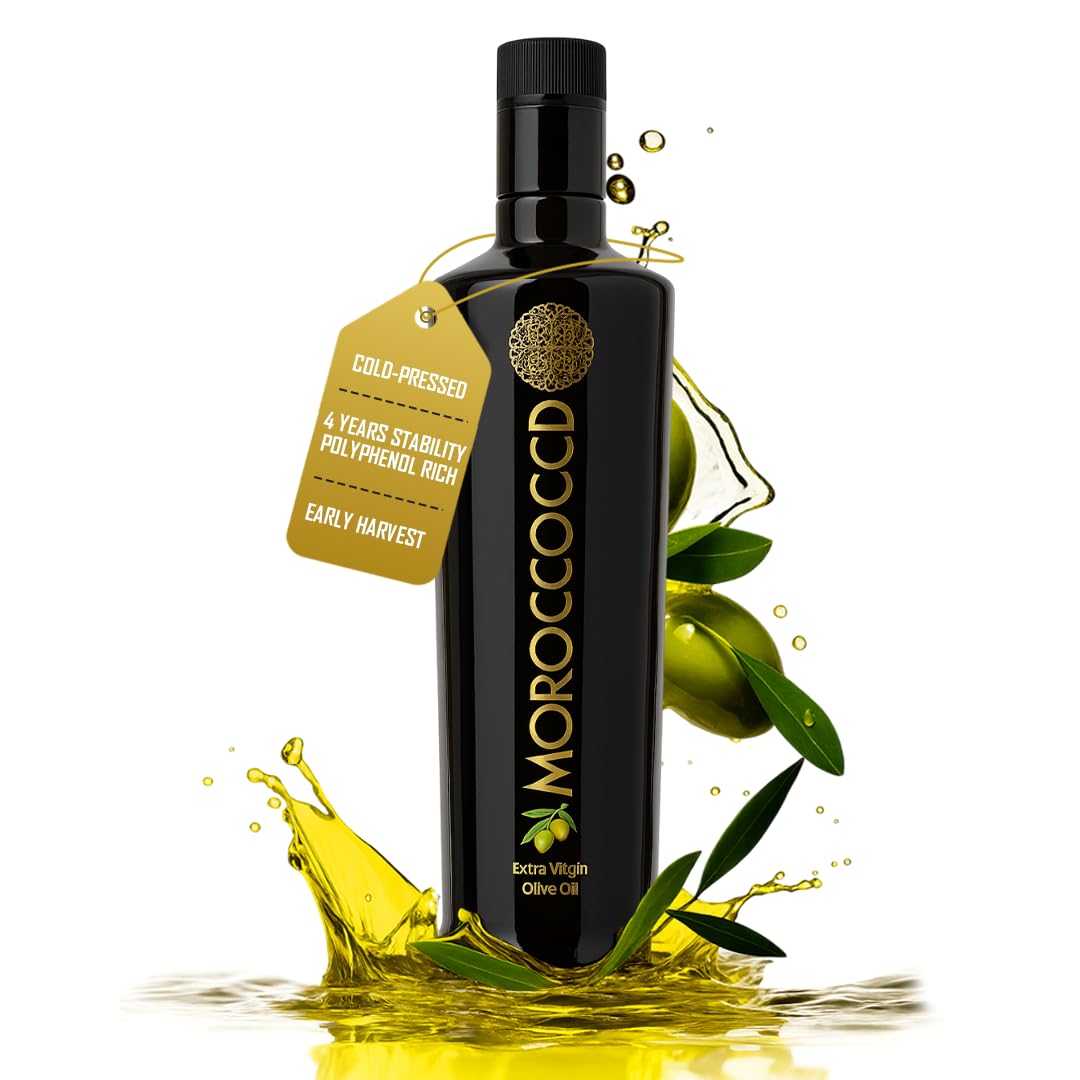Morocco Gold New Harvest Extra Virgin Olive Oil Early Harvest – Cold Pressed – Polyphenol Rich 652mg/kg EVOO Fresh Harvest Pure and Natural. 500ml/17 Fl Oz