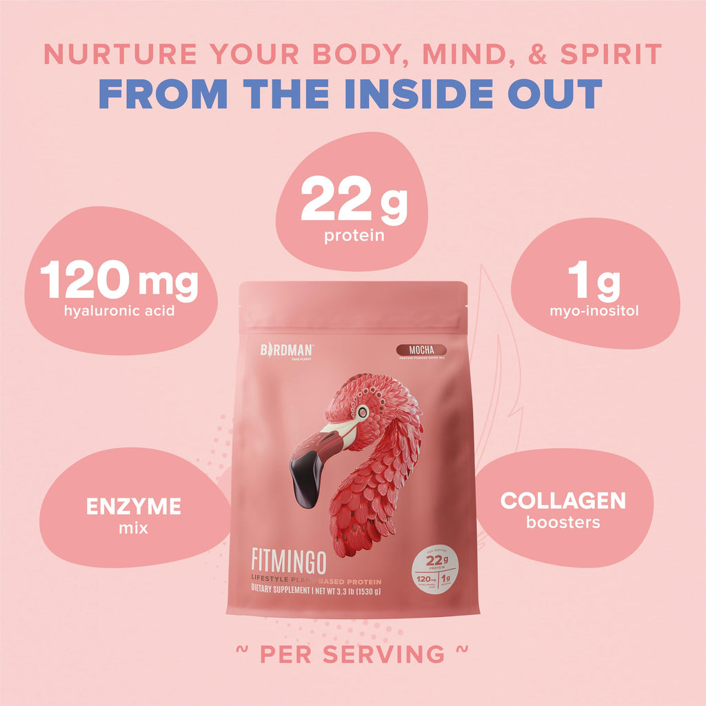 Fitmingo Vegan Protein Powder with Inositol, Collagen Boosters, Hyaluronic Acid and Vitamins | Low Carb, Dairy Free, Low Calorie | 23g Plant Based Blueberry Protein Powder with Myo-Inositol