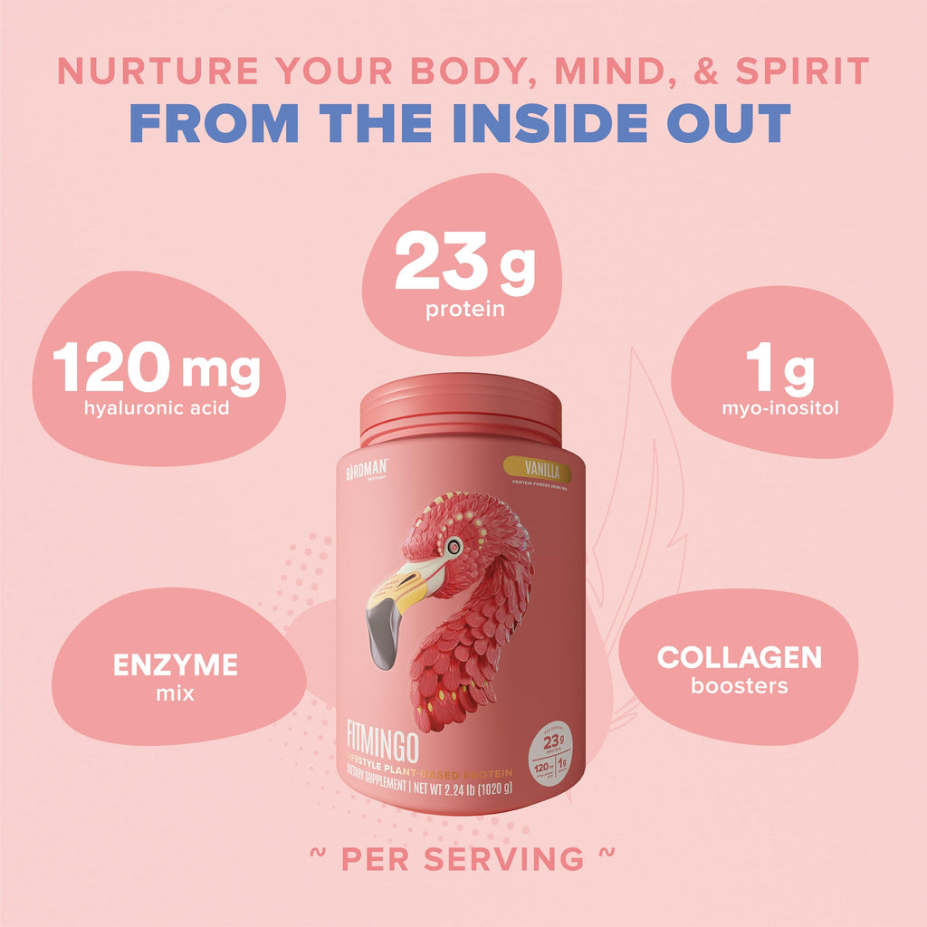 Fitmingo Vegan Protein Powder with Inositol, Collagen Boosters, Hyaluronic Acid and Vitamins | Low Carb, Dairy Free, Low Calorie | 23g Plant Based Blueberry Protein Powder with Myo-Inositol