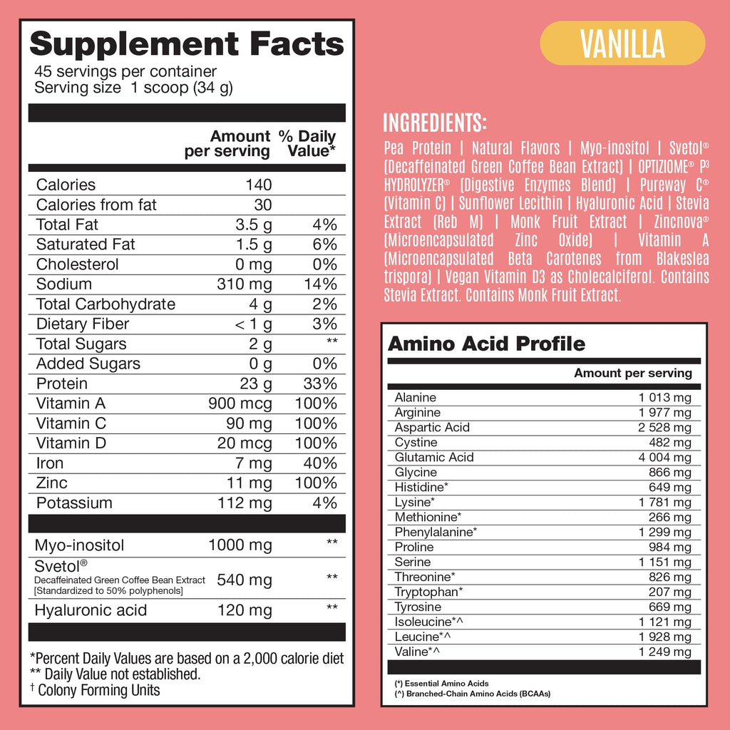 Fitmingo Vegan Protein Powder with Inositol, Collagen Boosters, Hyaluronic Acid and Vitamins | Low Carb, Dairy Free, Low Calorie | 23g Plant Based Blueberry Protein Powder with Myo-Inositol