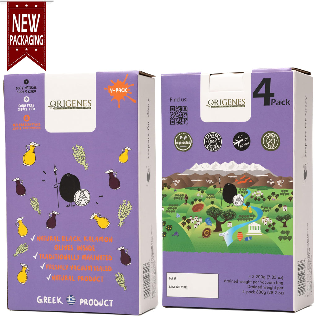 Pack of 4 Variety Mix Olives in Vacuum, 2 Greek Olive Varieties with 4 flavors, Freshly Sealed Olives with Extra Virgin Oil 4X200g